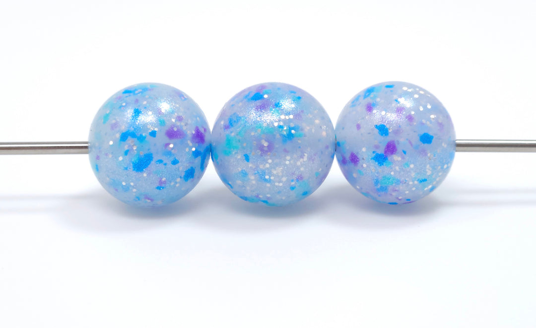 15mm Exclusive Frozen Fairy Confetti Silicone Glitter Shimmer Pearl Beads