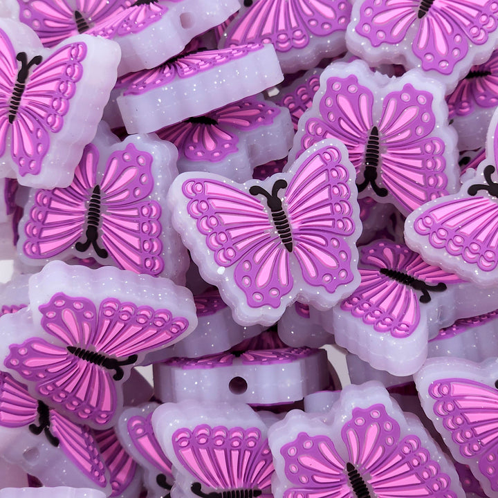 Glitter Butterfly Silicone Focal Bead