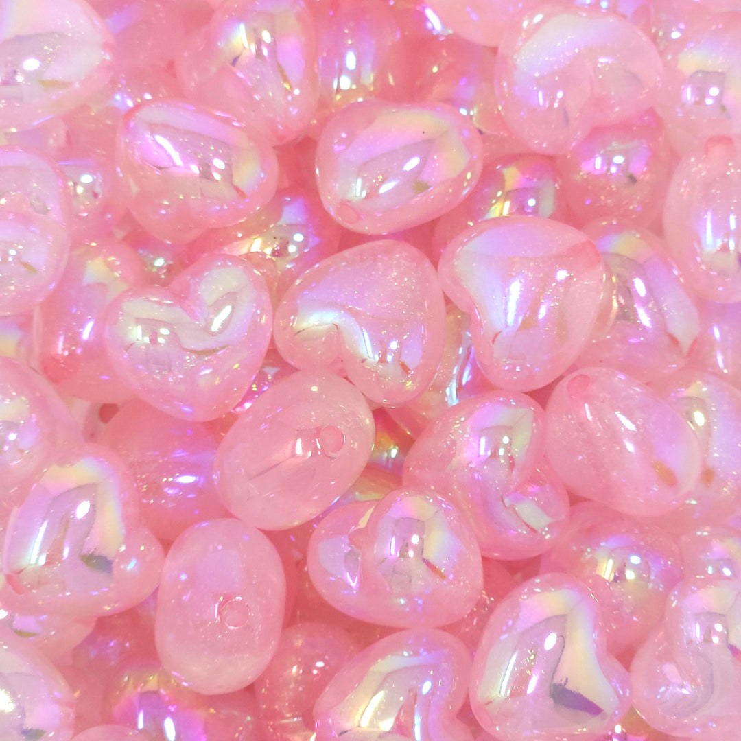 21mm AB Glitter Heart Acrylic Beads