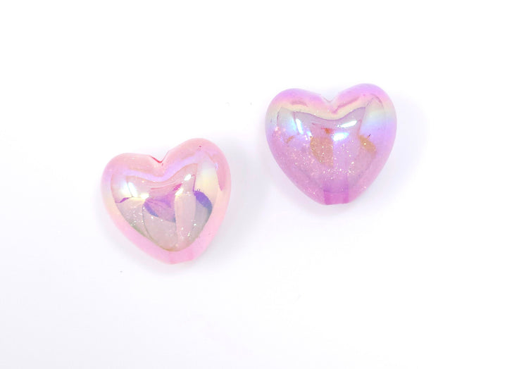 21mm AB Glitter Heart Acrylic Beads