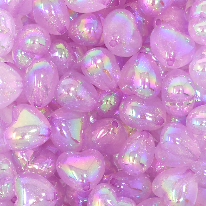 21mm AB Glitter Heart Acrylic Beads