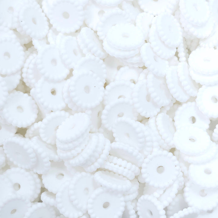 12mm White Dots Thin Silicone Spacer Beads (multipack)