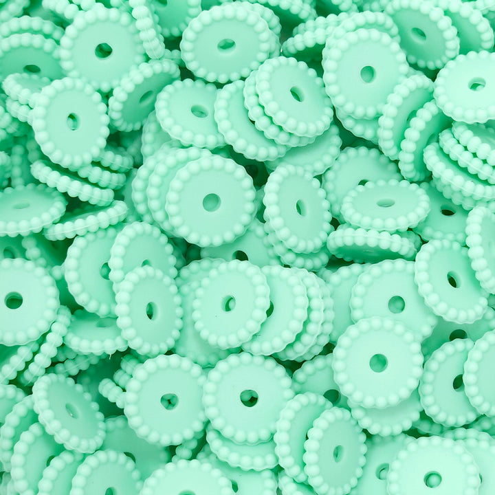 12mm Mint Dots Thin Silicone Spacer Beads (multipack)