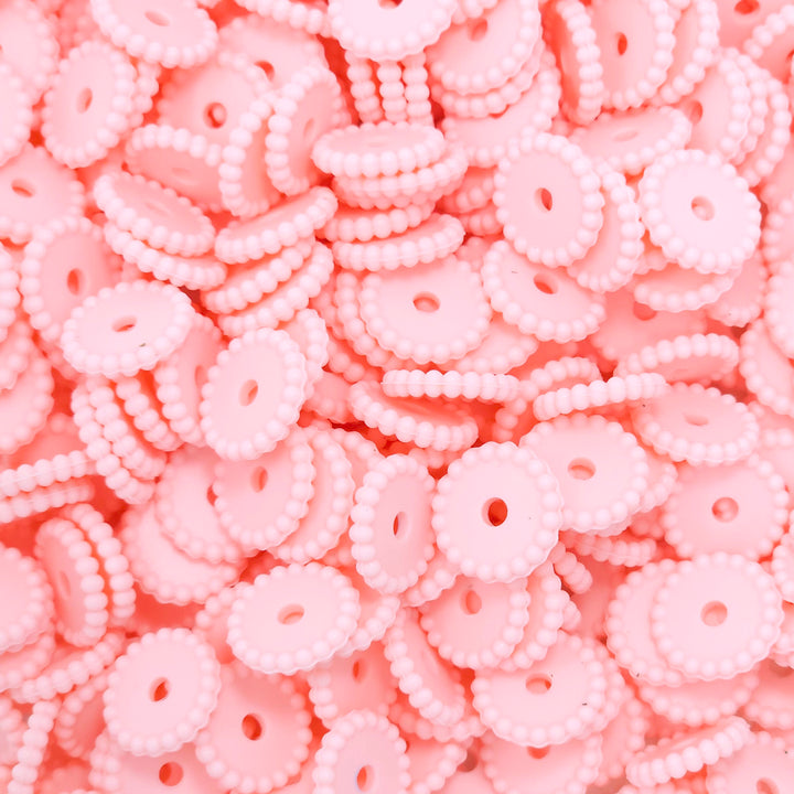 12mm Pink Quartz Dots Thin Silicone Spacer Beads (multipack)