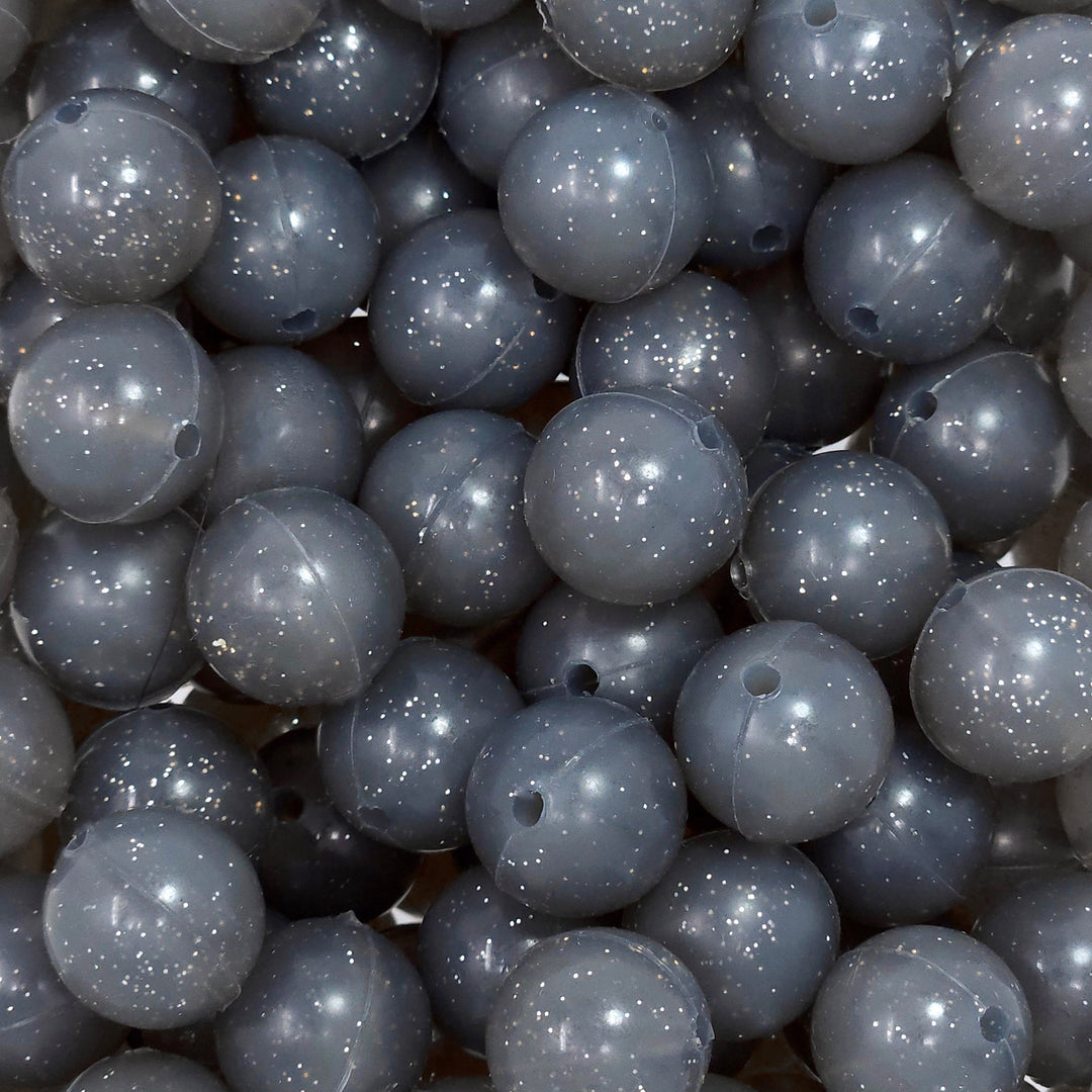 15mm Black/Gray Glitter Jelly Silicone Bead