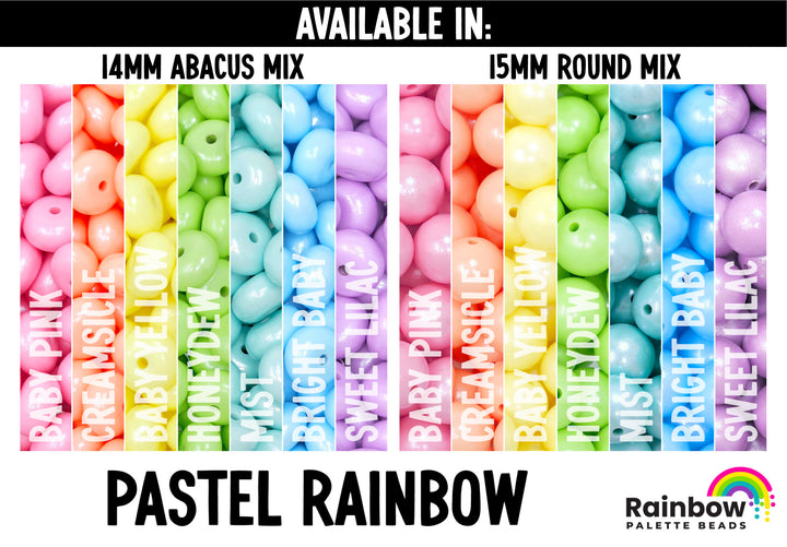 15mm Pastel Rainbow Shimmer Pearl Silicone Bead Mix (35 beads)