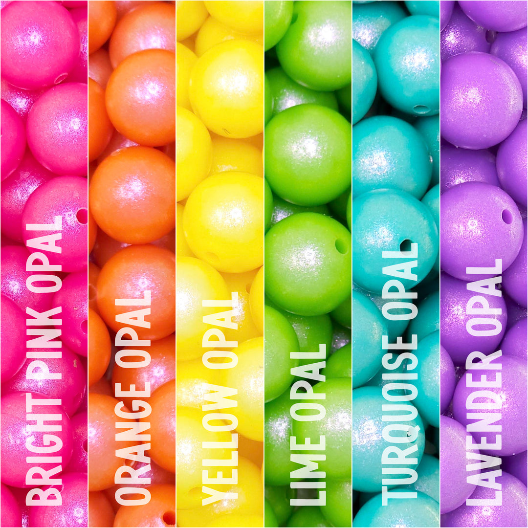 15mm Premium Rainbow Opal Silicone Bead Mix (30 beads)