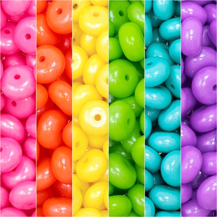 14mm Bright Rainbow Shimmer Pearl Abacus Spacer Silicone Bead Mix (30 beads)