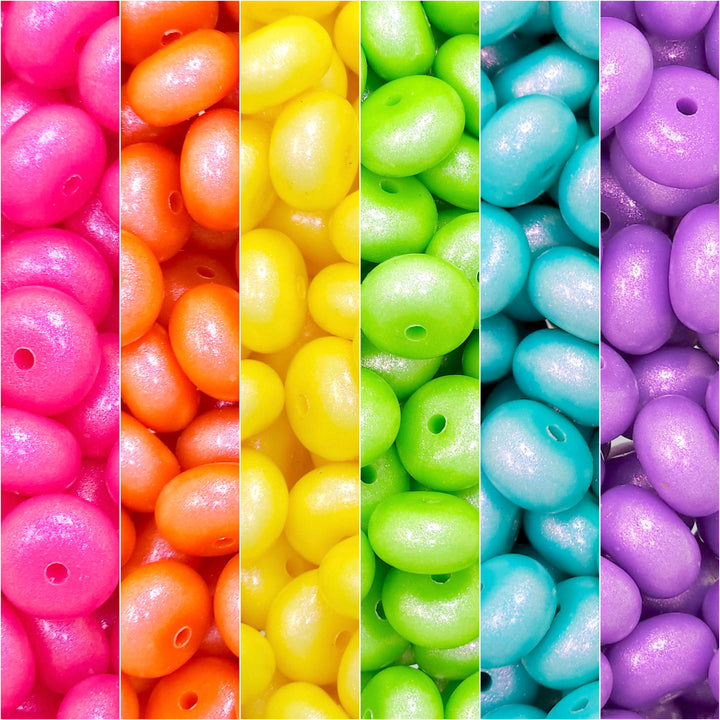 14mm Premium Rainbow Mix Opal Abacus Spacer Silicone Beads (30 beads)