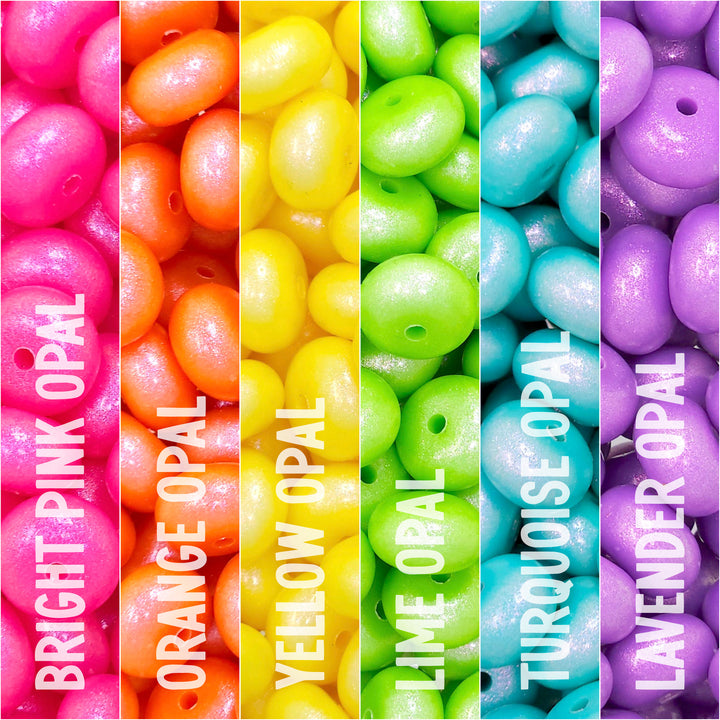 14mm Premium Rainbow Mix Opal Abacus Spacer Silicone Beads (30 beads)