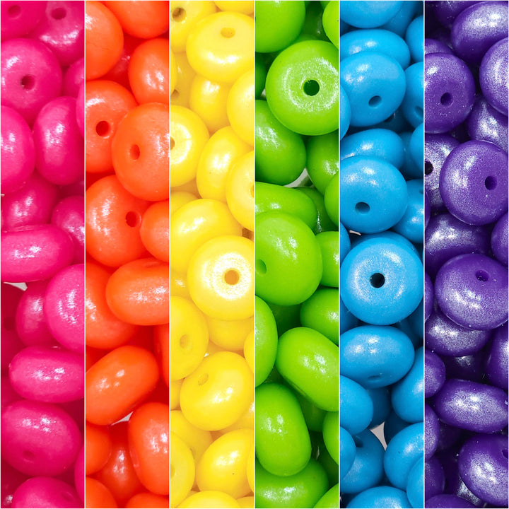 14mm Fuchsia Rainbow Shimmer Pearl Abacus Spacer Silicone Bead Mix (30 beads)