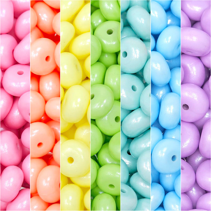 14mm Spring Pastel Shimmer Pearl Abacus Spacer Silicone Beads (35 beads)