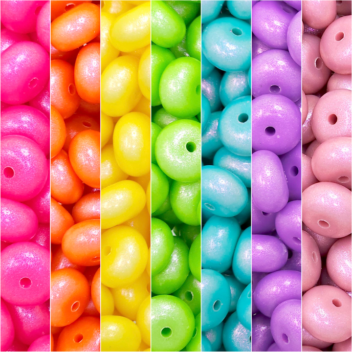 14mm Premium Rainbow Mix Opal Abacus Spacer Silicone Beads (35 beads)