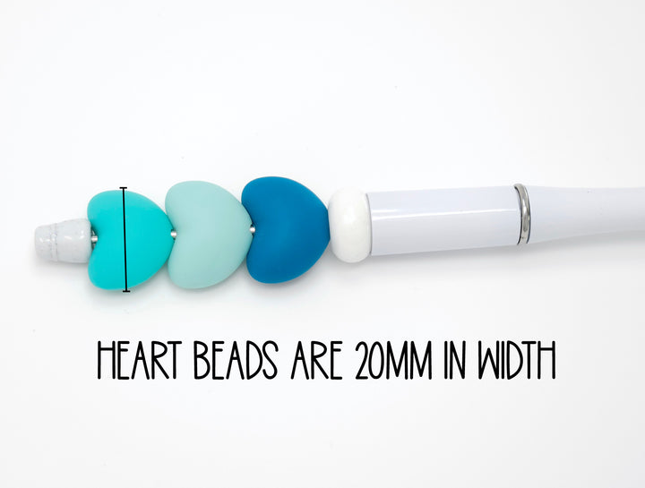 20mm Silicone Heart Beads (DESTASH - NO RESTOCK)