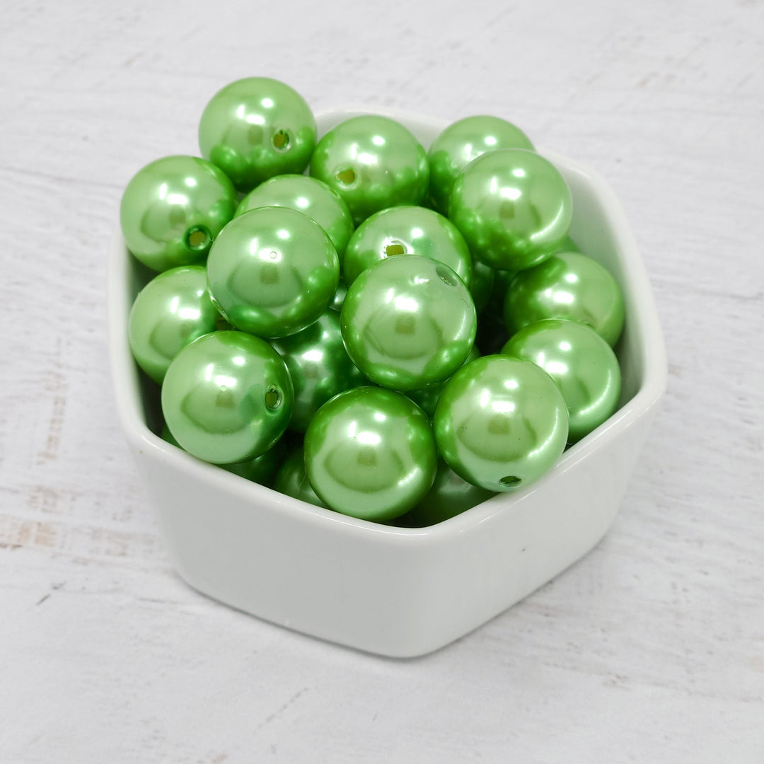 18mm Lime Green Pearl Acrylic Beads **Discontinued**