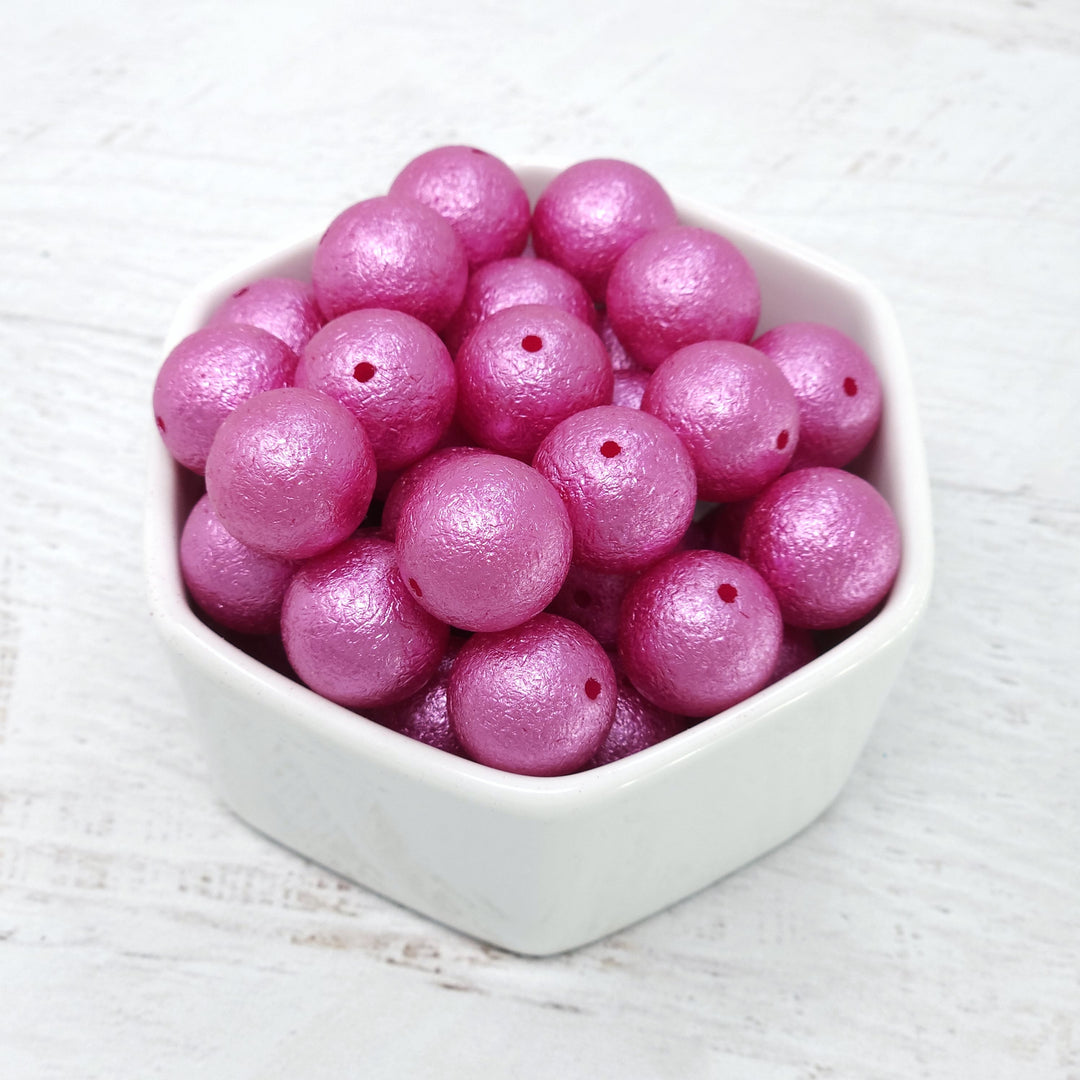 16mm Hot Purplish/Pink Crinkle Pearl Acrylic Beads **Discontinued**