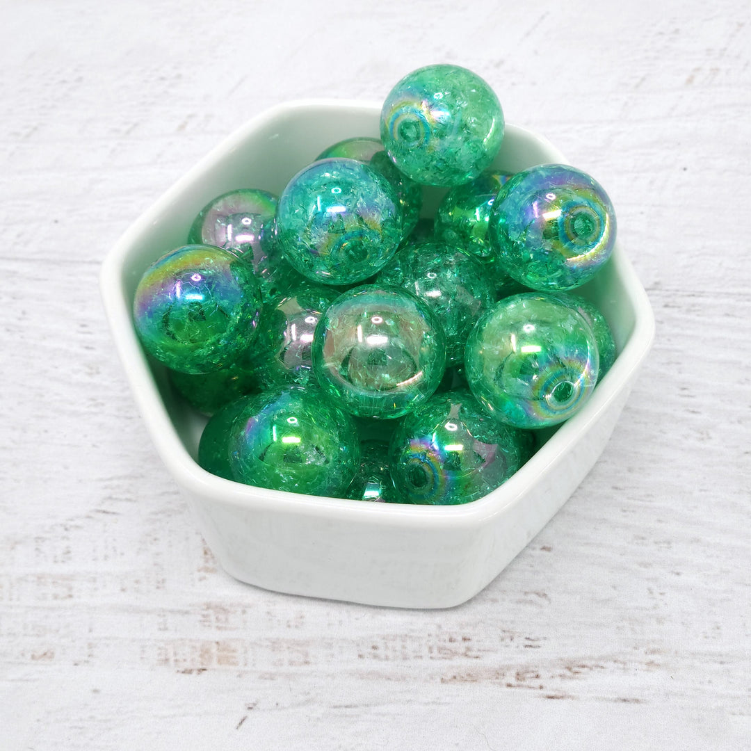 20mm Green Crackle Acrylic Beads  **discontinued**