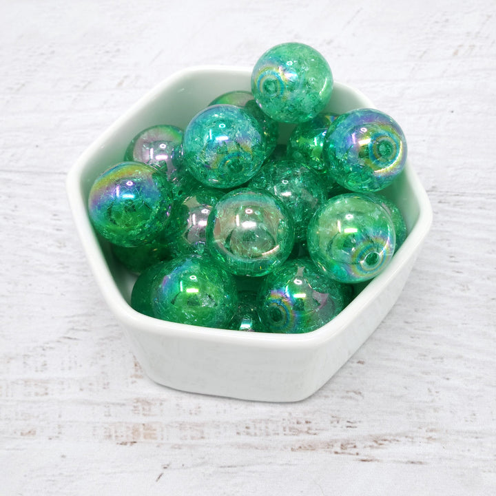 20mm Green Crackle Acrylic Beads  **discontinued**